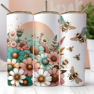 Pop Bees  - 20 oz Skinny Tumbler Sublimation Transfers