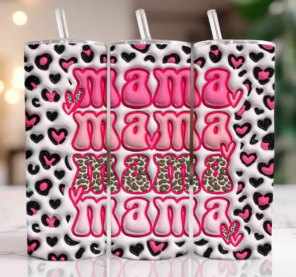 3D Retro Mama Valentine Inflated - 20 oz Skinny Tumbler Sublimation Transfers