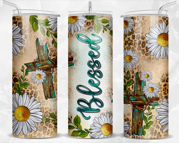 Blessed with Daisies - 20 oz Skinny Tumbler Sublimation Transfers