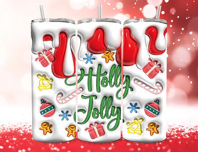 Holly Jolly -  Inflated - 20 oz Skinny Tumbler Sublimation Transfers