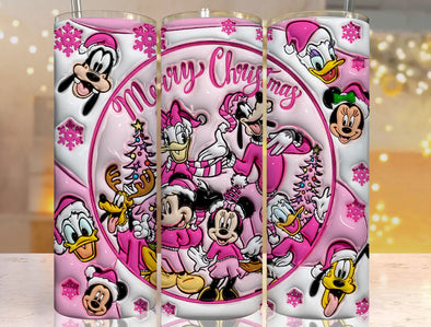 Christmas Friends Pink Inflated - 20 oz Skinny Tumbler Sublimation Transfers