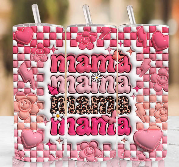 3D Retro Mama Valentine   - 20 oz Skinny Tumbler Sublimation Transfers