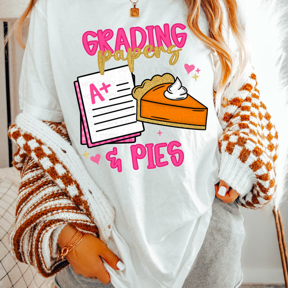 Grading Papers and Pies - DTF Transfer