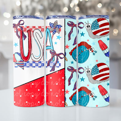 Freedom Snail - 20 oz Skinny Tumbler Sublimation Transfers