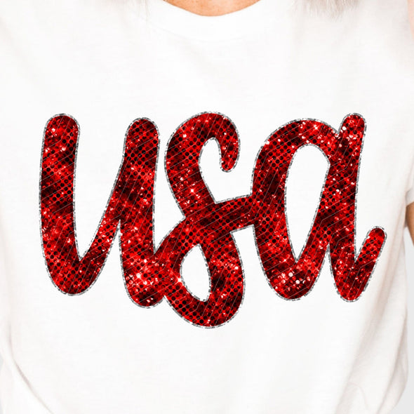 USA Red Glitter  - DTF