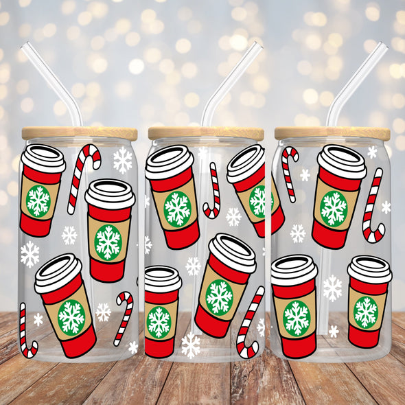 Christmas Coffe Cup - 16oz UV DTF CUP WRAP
