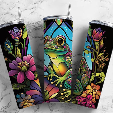 Stained Glass Frog - 20 oz Skinny Tumbler Sublimation Transfers