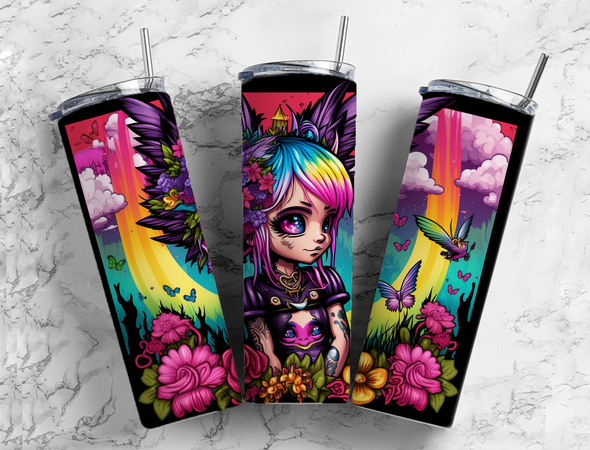 Fairy Flowers- 20 oz Skinny Tumbler Sublimation Transfers