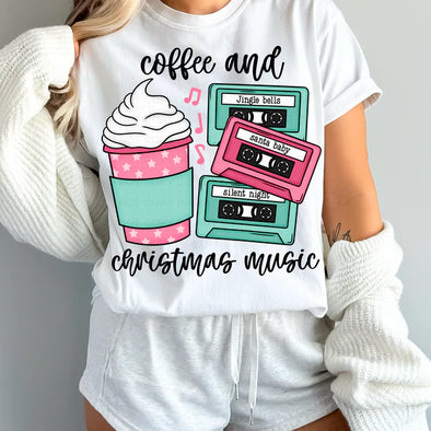 Coffee and Christmas Music BLACK INK - DTF