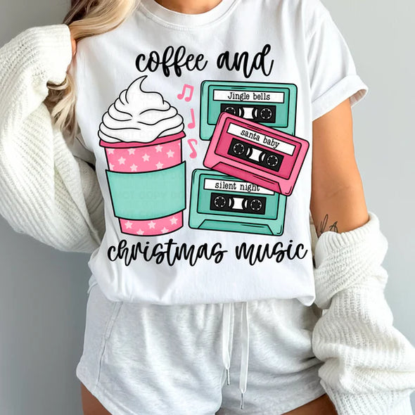 Coffee and Christmas Music BLACK INK - DTF