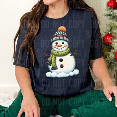 Faux Embroidery Winter Snowman  - DTF