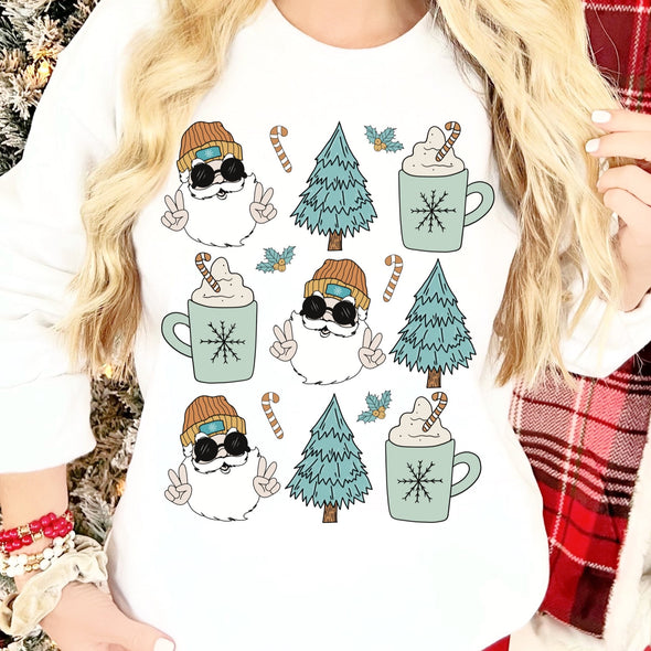 Santa Claus Doodles Blue - DTF Transfer