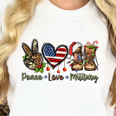 Peace Love Military Christmas -  DTF