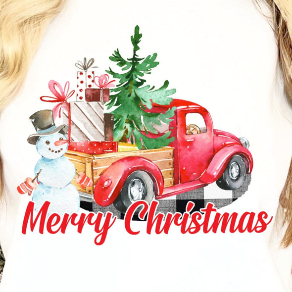 Merry Christmas Snowman Truck - DTF Transfer