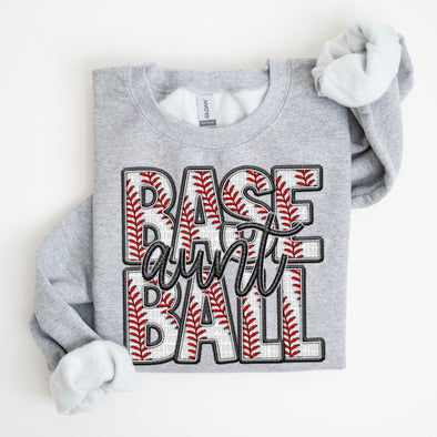 Faux Embroidery Baseball; Aunt - DTF