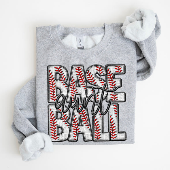 Faux Embroidery Baseball; Aunt - DTF