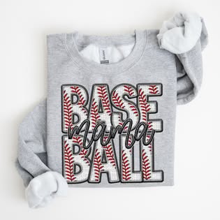 Faux Embroidery Baseball; Mama - DTF