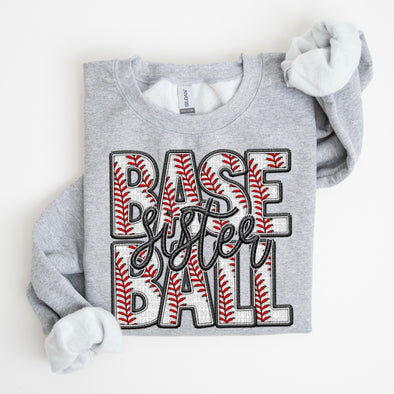 Faux Embroidery Baseball; Sister - DTF