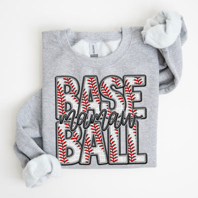 Faux Embroidery Baseball; Mamaw - DTF