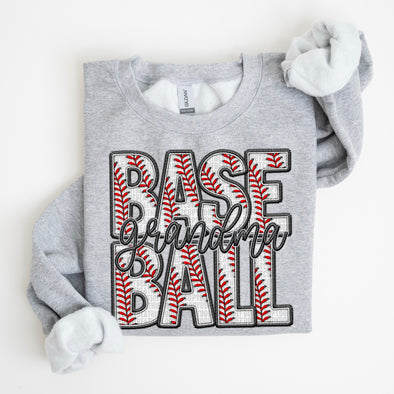 Faux Embroidery Baseball; Grandma - DTF