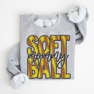 Faux Embroidery Softball; Mommy - DTF