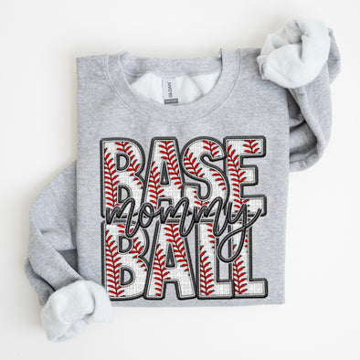 Faux Embroidery Baseball; Mommy - DTF