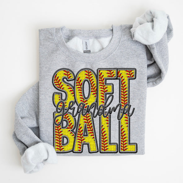 Faux Embroidery Softball; Grandma - DTF