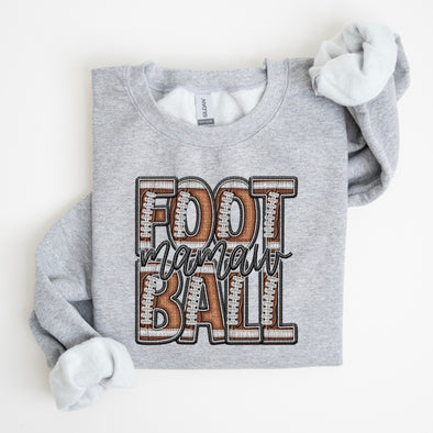 Faux Embroidery Football; Mamaw - DTF