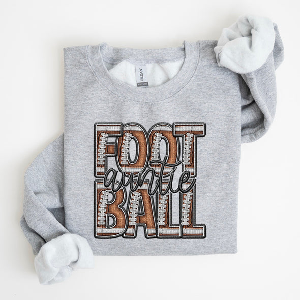 Faux Embroidery Football; Auntie - DTF