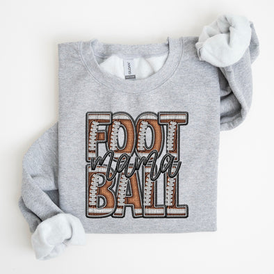 Faux Embroidery Football; Mama - DTF