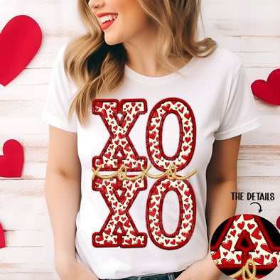 Doodle Heart XOXO Faux Embroidery - DTF