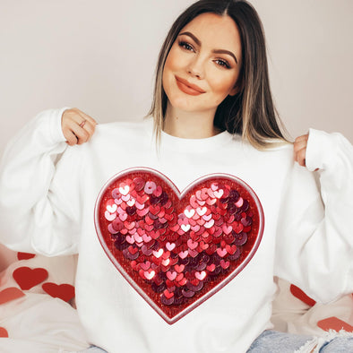 Red Heart Faux Embroidery and Faux Sequin - DTF