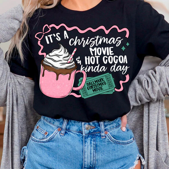 It’s A Christmas Movie and Hot Cocoa Kinda WHITE INK - DTF