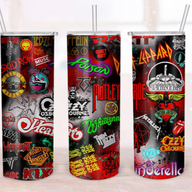 Rock & Roll - 20 oz Skinny Tumbler Sublimation Transfers
