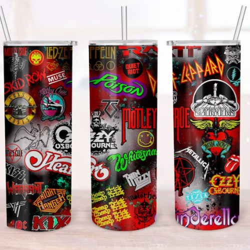 Rock & Roll - 20 oz Skinny Tumbler Sublimation Transfers