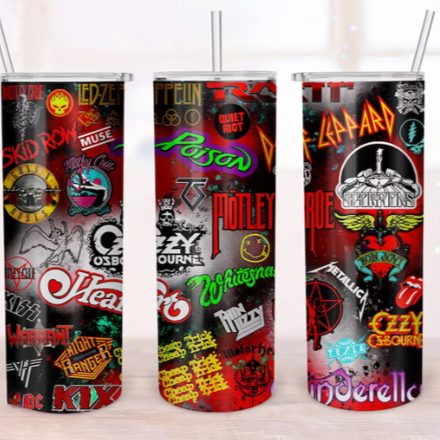 Rock & Roll - 20 oz Skinny Tumbler Sublimation Transfers
