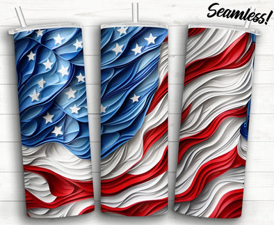 3D Paper Stars and Stripes - 20 oz Skinny Tumbler Sublimation Transfers