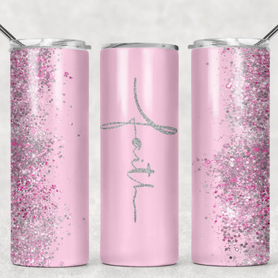 Faith Pink Glitter - 20 oz Skinny Tumbler Sublimation Transfers