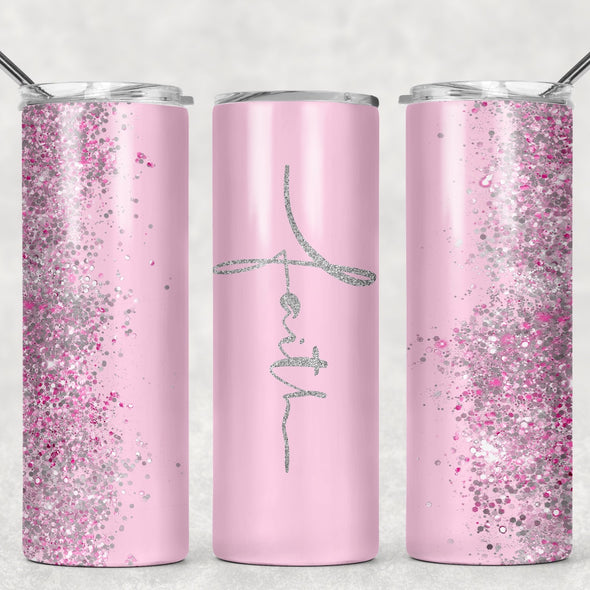 Faith Pink Glitter - 20 oz Skinny Tumbler Sublimation Transfers