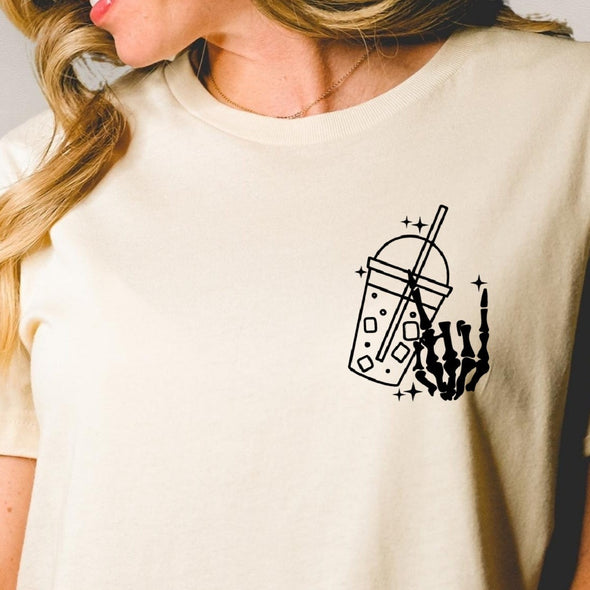 Iced Coffee Skeleton (patch)  -  Screen Print Transfer