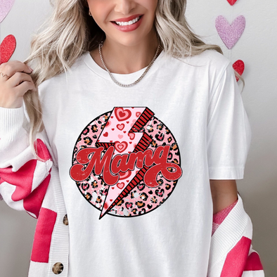 Mama Valentine's Day Heart Lightening Bolt - DTF