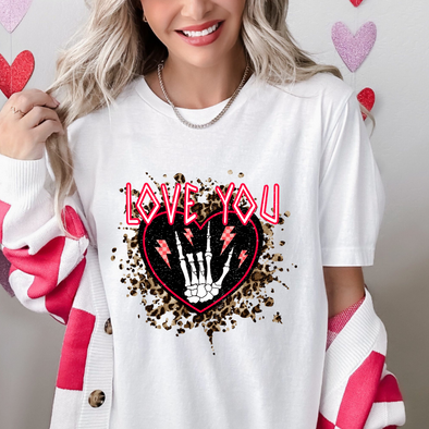 Love You Skeleton Peace Sign  Valentine's Day - DTF