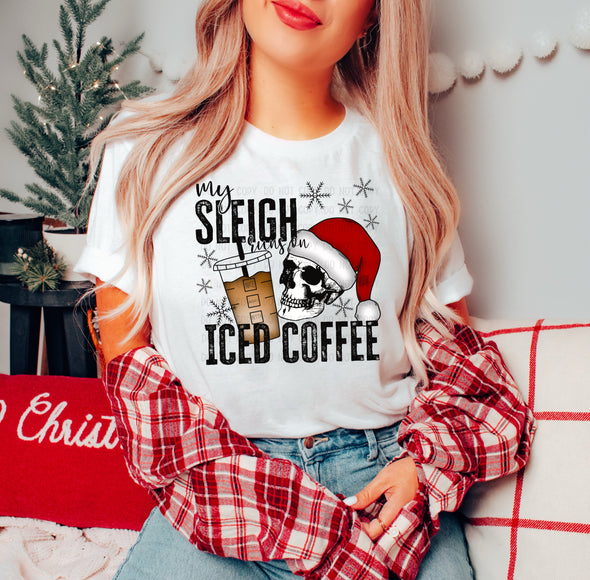 My Sleigh Runs On Iced Coffee - DTF Transfer