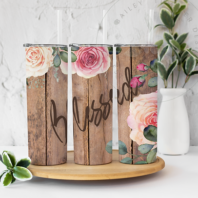 Floral Blessed  - 20 oz Skinny Tumbler Sublimation Transfers