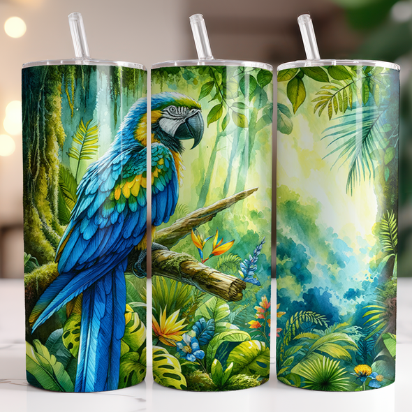 Blue Yellow Macaw  - 20 oz Skinny Tumbler Sublimation Transfers