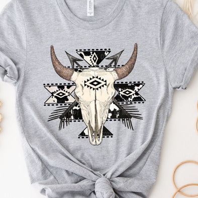 Cow Print Aztec Western Bull Skull - DTF