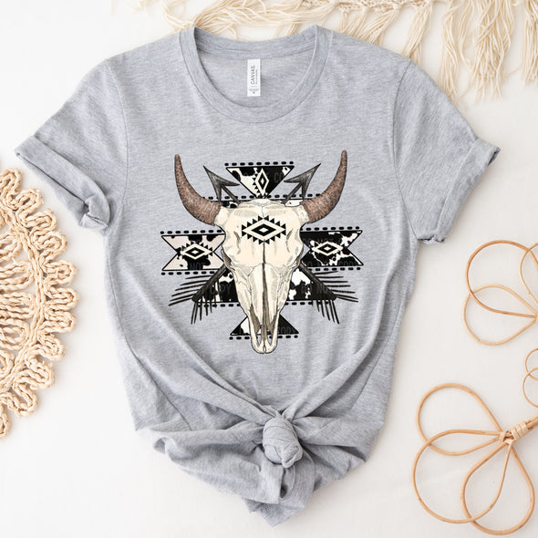 Cow Print Aztec Western Bull Skull - DTF