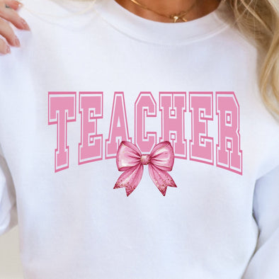 Teacher Pink Bow  - DTF Transfer