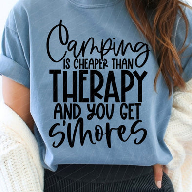 Camping Is Cheaper Than Therapy -  Screen Print Transfer