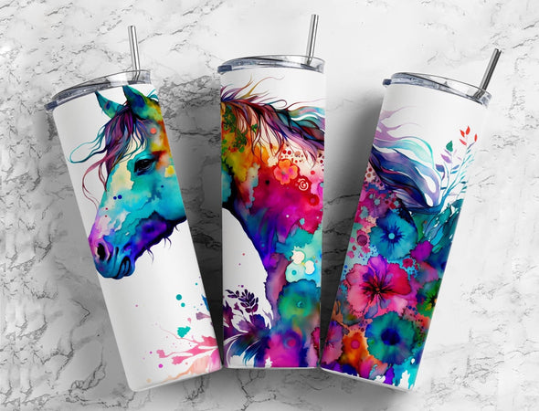 Alcohol Ink Horse- 20 oz Skinny Tumbler Sublimation Transfers